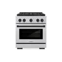 ZLINE Autograph Edition 30 in. 4.2 cu. ft. Paramount Gas Range with 4 Burner DuoPro™ Cooktop and Convection Gas Oven in Satin Stainless Steel and Matte Black Accents (PSGRSZ-30-MB) view 1