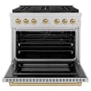 ZLINE Autograph Edition 36 in. 5.2 cu. ft. Paramount Gas Range with 6 Burner DuoPro™ Cooktop and Convection Gas Oven in Satin Stainless Steel and Champagne Bronze Accents (PSGRSZ-36-CB) view 18