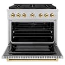 ZLINE Autograph Edition 36 in. 5.2 cu. ft. Paramount Gas Range with 6 Burner DuoPro™ Cooktop and Convection Gas Oven in Satin Stainless Steel and Polished Gold Accents (PSGRSZ-36-G) view 18