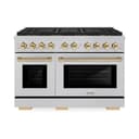 ZLINE Autograph Edition 48 in. 6.7 cu. ft. Paramount Gas Range with 8 Burner DuoPro™ Cooktop and Dual Ovens in Satin Stainless Steel and Polished Gold Accents (PSGRSZ-48-G) view 1