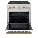 ZLINE Autograph Edition 30 in. 4.2 cu. ft. Paramount Gas Range with 4 Burner DuoPro™ Cooktop and Convection Gas Oven in Satin Stainless Steel with White Matte Door and Champagne Bronze Accents (PSGRSZ-WM-30-CB) view 17