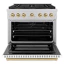 ZLINE Autograph Edition 36 in. 5.2 cu. ft. Paramount Gas Range with 6 Burner DuoPro™ Cooktop and Convection Gas Oven in Satin Stainless Steel with White Matte Door and Champagne Bronze Accents (PSGRSZ-WM-36-CB) view 18