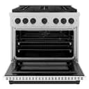 ZLINE Autograph Edition 36 in. 5.2 cu. ft. Paramount Gas Range with 6 Burner DuoPro™ Cooktop and Convection Gas Oven in Satin Stainless Steel with White Matte Door and Matte Black Accents (PSGRSZ-WM-36-MB) view 18