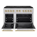 ZLINE Autograph Edition 48 in. 6.7 cu. ft. Paramount Gas Range with 8 Burner DuoPro™ Cooktop and Dual Ovens in Satin Stainless Steel with White Matte Doors and Champagne Bronze Accents (PSGRSZ-WM-48-CB) view 20