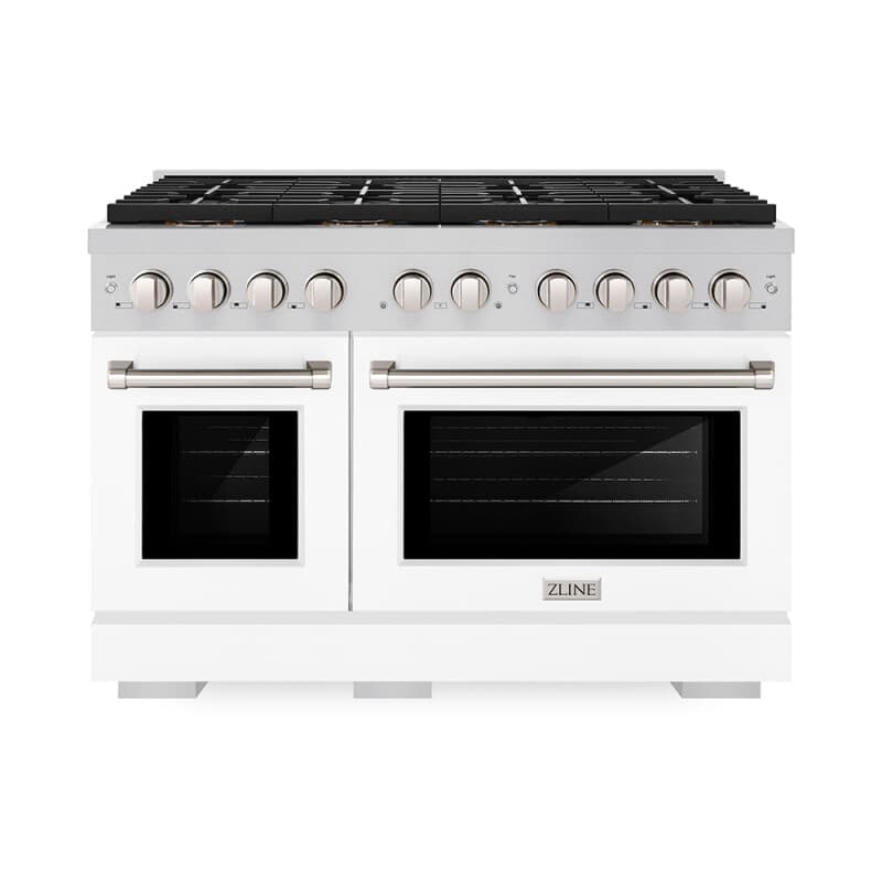 48 in. 6.7 cu. ft. Paramount Gas Range with 8 Burner DuoPro™ Cooktop and Dual Ovens with White Matte Doors