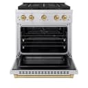 ZLINE Autograph Edition 30 in. 4.2 cu. ft. Paramount Gas Range with 4 Burner DuoPro™ Cooktop and Convection Gas Oven in Stainless Steel with Champagne Bronze Accents (PSGRZ-30-CB) view 16