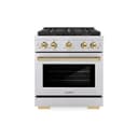 ZLINE Autograph Edition 30 in. 4.2 cu. ft. Paramount Gas Range with 4 Burner DuoPro™ Cooktop and Convection Gas Oven in Stainless Steel with Polished Gold Accents (PSGRZ-30-G) view 1