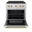 ZLINE Autograph Edition 30 in. 4.2 cu. ft. Paramount Gas Range with 4 Burner DuoPro™ Cooktop and Convection Gas Oven in Stainless Steel with Polished Gold Accents (PSGRZ-30-G) view 16