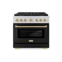 Autograph Edition 36 in. 5.2 cu. ft. Paramount Gas Range with 6 Burner DuoPro™ Cooktop and Convection Gas Oven with Black Matte Door and Champagne Bronze Accents view 1