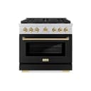 Autograph Edition 36 in. 5.2 cu. ft. Paramount Gas Range with 6 Burner DuoPro™ Cooktop and Convection Gas Oven with Black Matte Door and Polished Gold Accents view 1