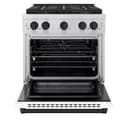 ZLINE Autograph Edition 30 in. 4.2 cu. ft. Paramount Gas Range with 4 Burner DuoPro™ Cooktop and Convection Gas Oven in Stainless Steel with White Matte Door and Matte Black Accents (PSGRZ-WM-30-MB) view 16