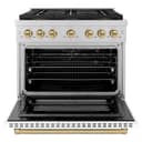 Autograph Edition 36 in. 5.2 cu. ft. Paramount Gas Range with 6 Burner DuoPro™ Cooktop and Convection Gas Oven with White Matte Door and Champagne Bronze Accents view 17