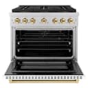 Autograph Edition 36 in. 5.2 cu. ft. Paramount Gas Range with 6 Burner DuoPro™ Cooktop and Convection Gas Oven with White Matte Door and Polished Gold Accents view 17