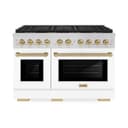 Autograph Edition 48 in. 6.7 cu. ft. Paramount Gas Range with 8 Burner DuoPro™ Cooktop and Dual Ovens with White Matte Doors and Champagne Bronze Accents view 1