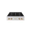 ZLINE Autograph Edition 30 in. Paramount Gas Rangetop with 4 Burner DuoPro™ Cooktop in Satin Stainless Steel and Champagne Bronze Accents (PSRTSZ-30-CB) view 1