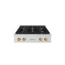 ZLINE Autograph Edition 30 in. Paramount Gas Rangetop with 4 Burner DuoPro™ Cooktop in Satin Stainless Steel and Polished Gold Accents (PSRTSZ-30-G) view 1