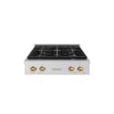 ZLINE Autograph Edition 30 in. Paramount Gas Rangetop with 4 Burner DuoPro™ Cooktop in Stainless Steel and Polished Gold Accents (PSRTZ-30-G) view 1
