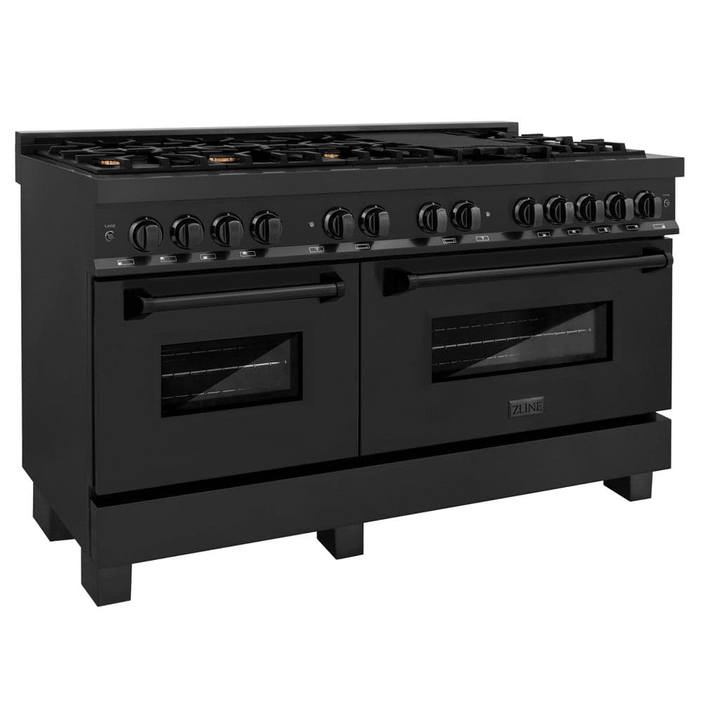 60" 7.4 cu. ft. Double Oven Dual Fuel Range with Gas Stove and Electric Oven with Brass Burners