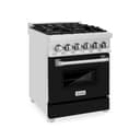 24" 2.8 cu. ft. Dual Fuel Range with Gas Stove and Electric Oven and Black Matte Door view 1