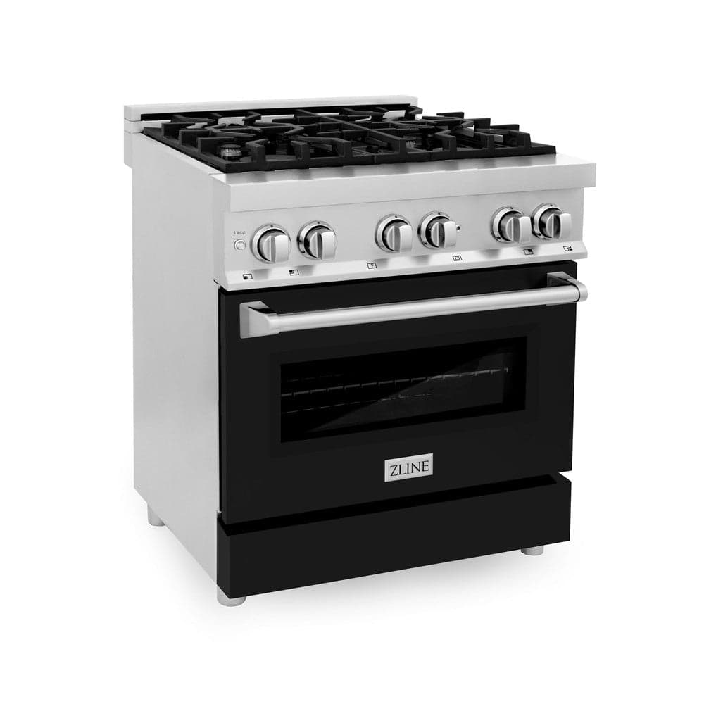 30" 4.0 cu. ft. Dual Fuel Range with Gas Stove and Electric Oven and Black Matte Door