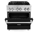 30" 4.0 cu. ft. Dual Fuel Range with Gas Stove and Electric Oven and Black Matte Door view 4