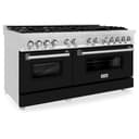 60" 7.4 cu. ft. Dual Fuel Range with Gas Stove and Electric Oven and Black Matte Door view 1