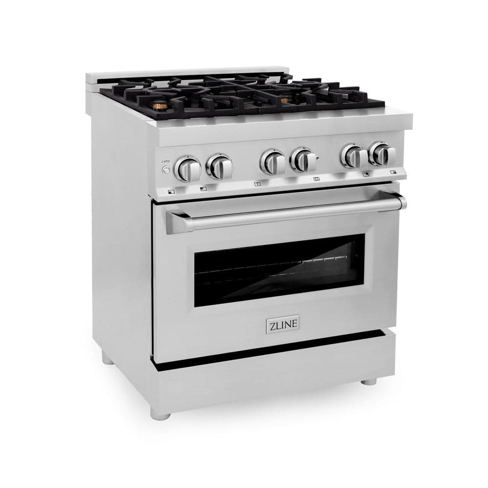30" 4.0 cu. ft. Dual Fuel Range with Gas Stove and Electric Oven with Brass Burners
