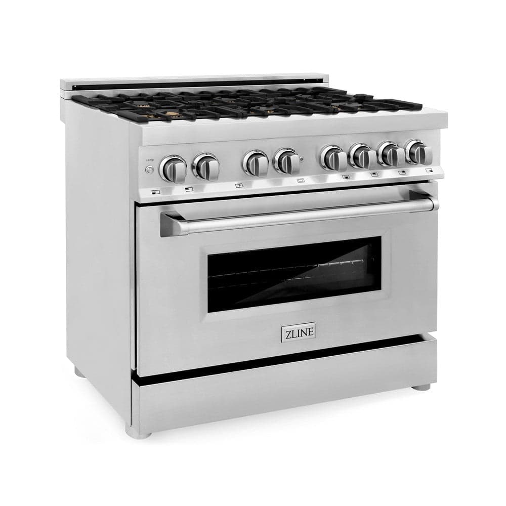 36" 4.6 cu. ft. Dual Fuel Range with Gas Stove and Electric Oven with Brass Burners
