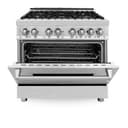 36" 4.6 cu. ft. Dual Fuel Range with Gas Stove and Electric Oven with Brass Burners view 23