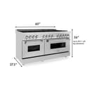 60" 7.4 cu. ft. Dual Fuel Range with Gas Stove and Electric Oven with Brass Burners view 7