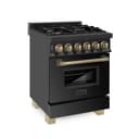 AutographEdition 24" 2.8 cu. ft. Dual Fuel Range with Gas Stove and Electric Oven in Black Stainless Steel with Champagne Bronze Accents view 1