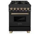 AutographEdition 24" 2.8 cu. ft. Dual Fuel Range with Gas Stove and Electric Oven in Black Stainless Steel with Champagne Bronze Accents view 16