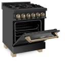 AutographEdition 24" 2.8 cu. ft. Dual Fuel Range with Gas Stove and Electric Oven in Black Stainless Steel with Champagne Bronze Accents view 12