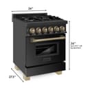 AutographEdition 24" 2.8 cu. ft. Dual Fuel Range with Gas Stove and Electric Oven in Black Stainless Steel with Champagne Bronze Accents view 4