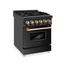 AutographEdition 24" 2.8 cu. ft. Dual Fuel Range with Gas Stove and Electric Oven in Black Stainless Steel with Polished Gold Accents view 1