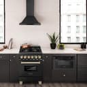 AutographEdition 24" 2.8 cu. ft. Dual Fuel Range with Gas Stove and Electric Oven in Black Stainless Steel with Polished Gold Accents view 2