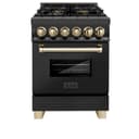 AutographEdition 24" 2.8 cu. ft. Dual Fuel Range with Gas Stove and Electric Oven in Black Stainless Steel with Polished Gold Accents view 4