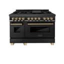 AutographEdition 48" 6.0 cu. ft. Dual Fuel Range with Gas Stove and Electric Oven in Black Stainless Steel with Champagne Bronze Accents view 5