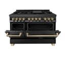 AutographEdition 48" 6.0 cu. ft. Dual Fuel Range with Gas Stove and Electric Oven in Black Stainless Steel with Champagne Bronze Accents view 6