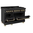 AutographEdition 48" 6.0 cu. ft. Dual Fuel Range with Gas Stove and Electric Oven in Black Stainless Steel with Champagne Bronze Accents view 9