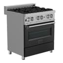30" 4.0 cu. ft. Dual Fuel Range with Gas Stove and Electric Oven and Black Matte Door view 1