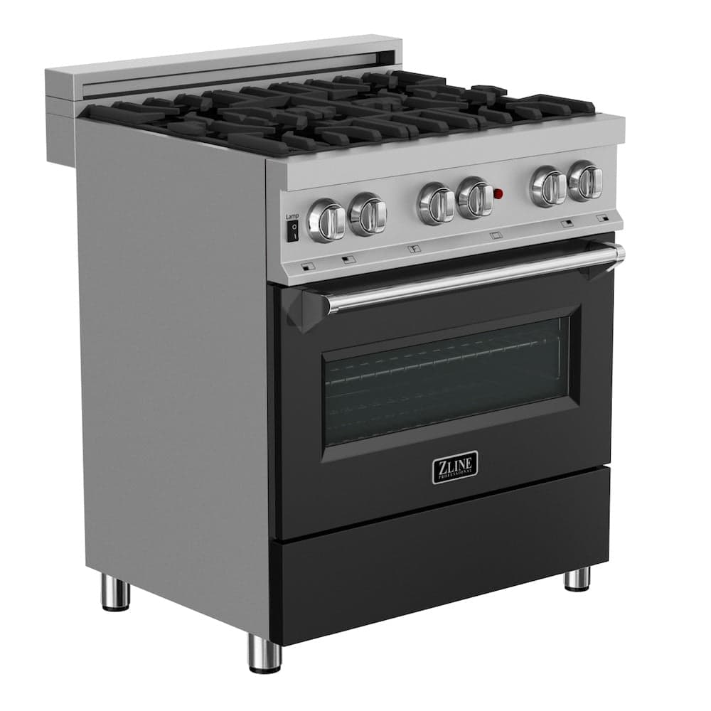 30" 4.0 cu. ft. Dual Fuel Range with Gas Stove and Electric Oven and Black Matte Door