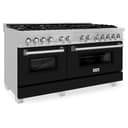 60" 7.4 cu. ft. Dual Fuel Range with Gas Stove and Electric Oven and Black Matte Doors view 1