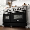 60" 7.4 cu. ft. Dual Fuel Range with Gas Stove and Electric Oven and Black Matte Doors view 2