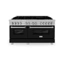 60" 7.4 cu. ft. Dual Fuel Range with Gas Stove and Electric Oven and Black Matte Doors view 3