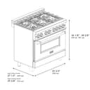 36" 4.6 cu. ft. Dual Fuel Range with Gas Stove and Electric Oven in DuraSnow® (RAS-36) view 14