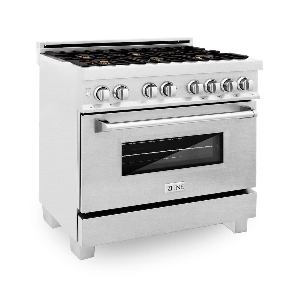 36" 4.6 cu. ft. Dual Fuel Range with Gas Stove and Electric Oven and Brass Burners