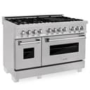 48" 6.0 cu. ft. Dual Fuel Range with Gas Stove and Electric Oven in DuraSnow® (RAS-48) -DuraSnow® with Brass Burners view 1