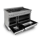 48" 6.0 cu. ft. Dual Fuel Range with Gas Stove and Electric Oven and White Matte Door view 5