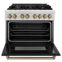 AutographEdition 36 in. 4.6 cu. ft. Dual Fuel Range with Gas Stove and Electric Oven in Fingerprint Resistant DuraSnow Stainless Steel with Black Matte Door and Champagne Bronze Accents view 4